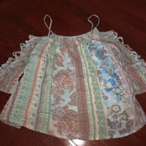 Patterned off the shoulder top